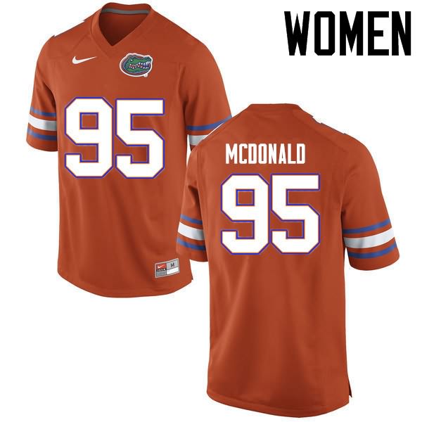 NCAA Florida Gators Ray McDonald Women's #95 Nike Orange Stitched Authentic College Football Jersey YRR5064SN